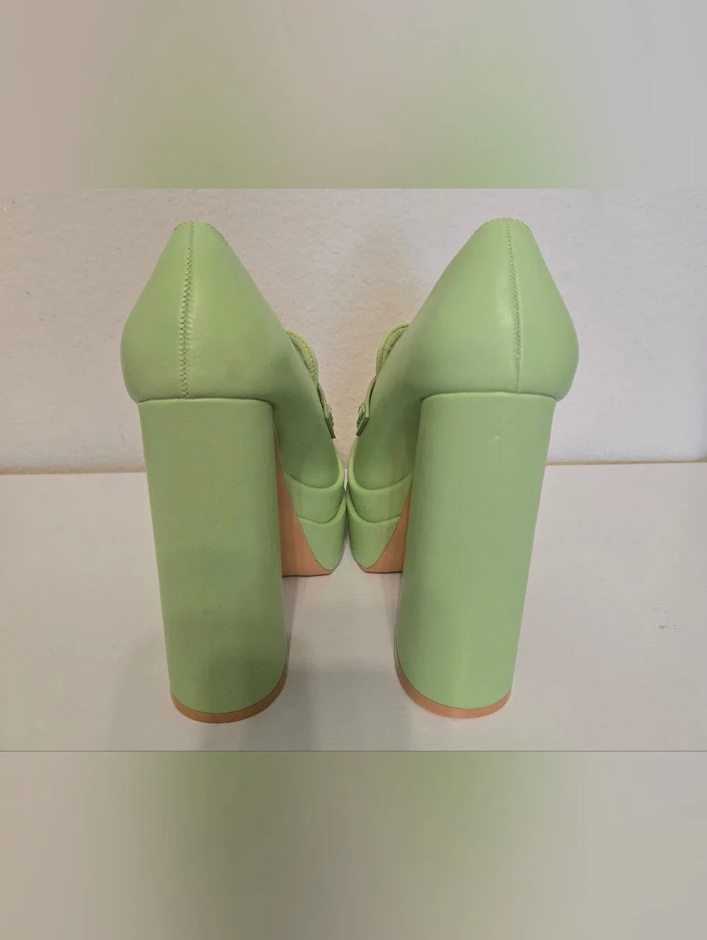 Women's Platform Loafers in Light Green
